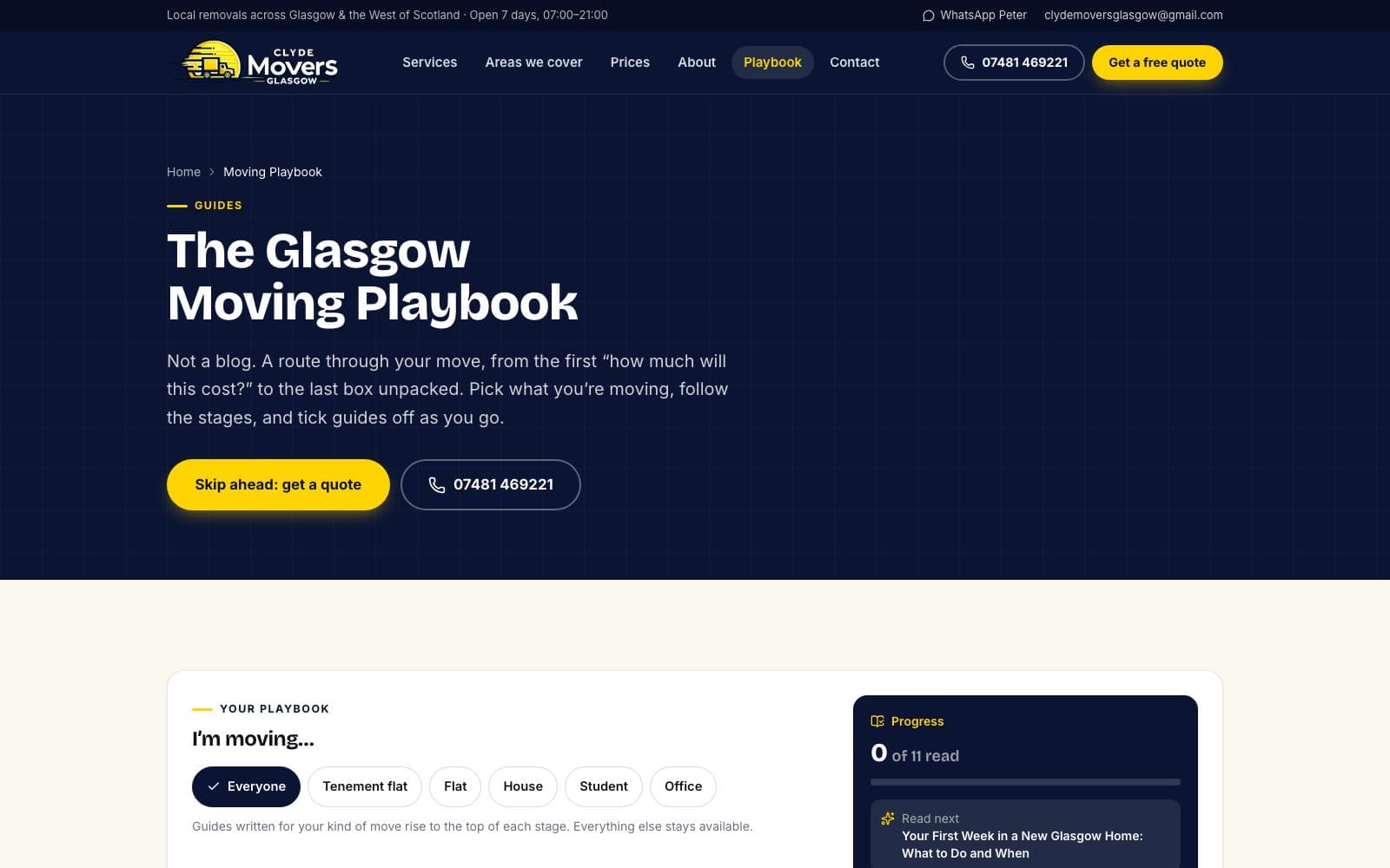The Glasgow Moving Playbook