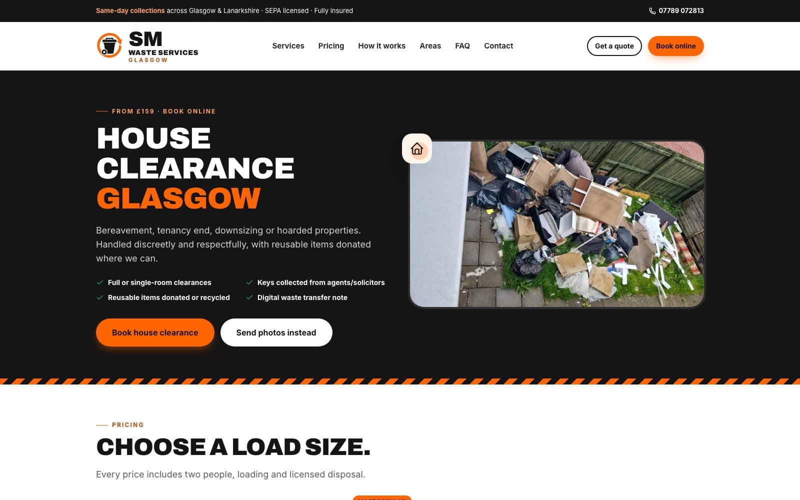 House clearance service page